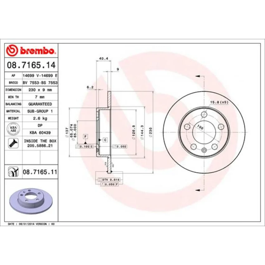 Brake Disc BREMBO 08.7165.11