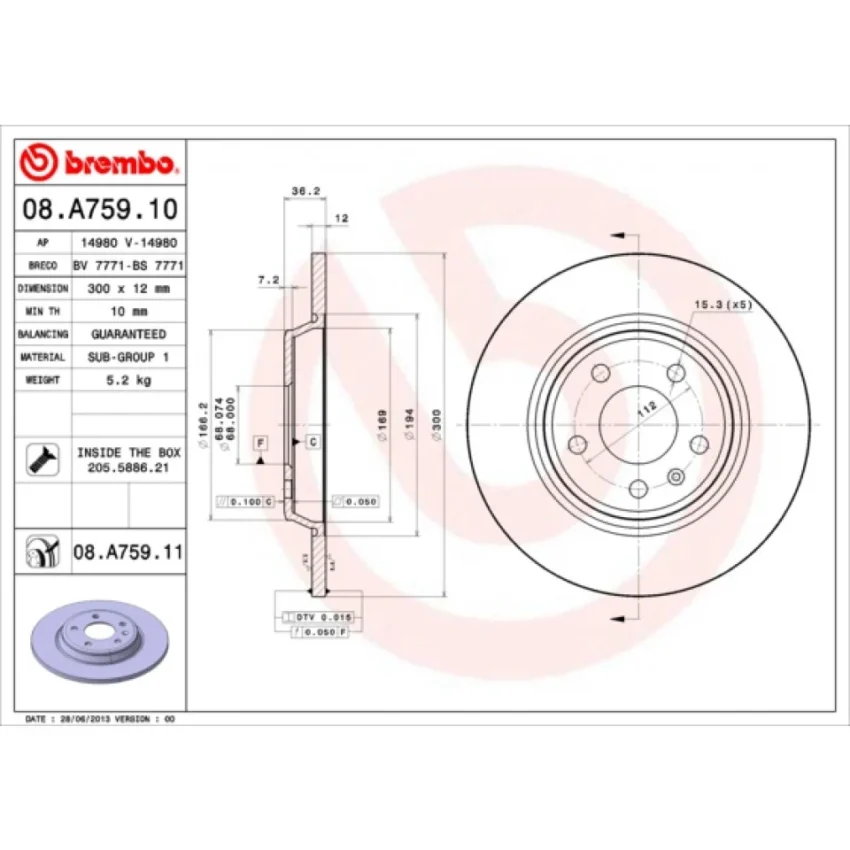 Brake Disc BREMBO 08.A759.11