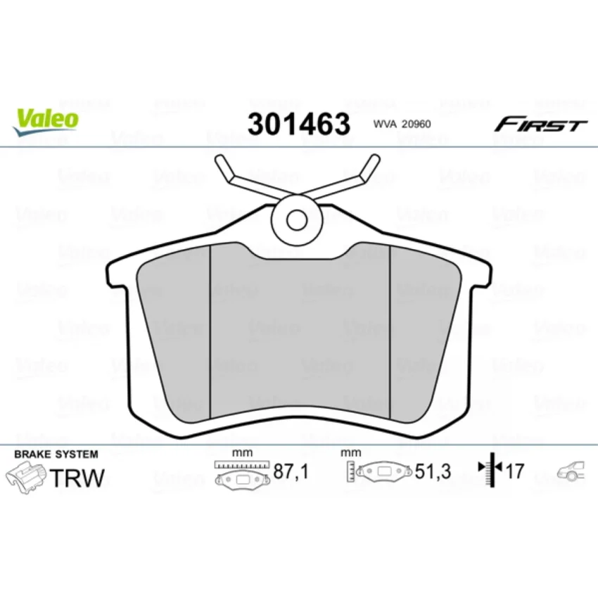 Brake Pad Set, disc brake VALEO 301463