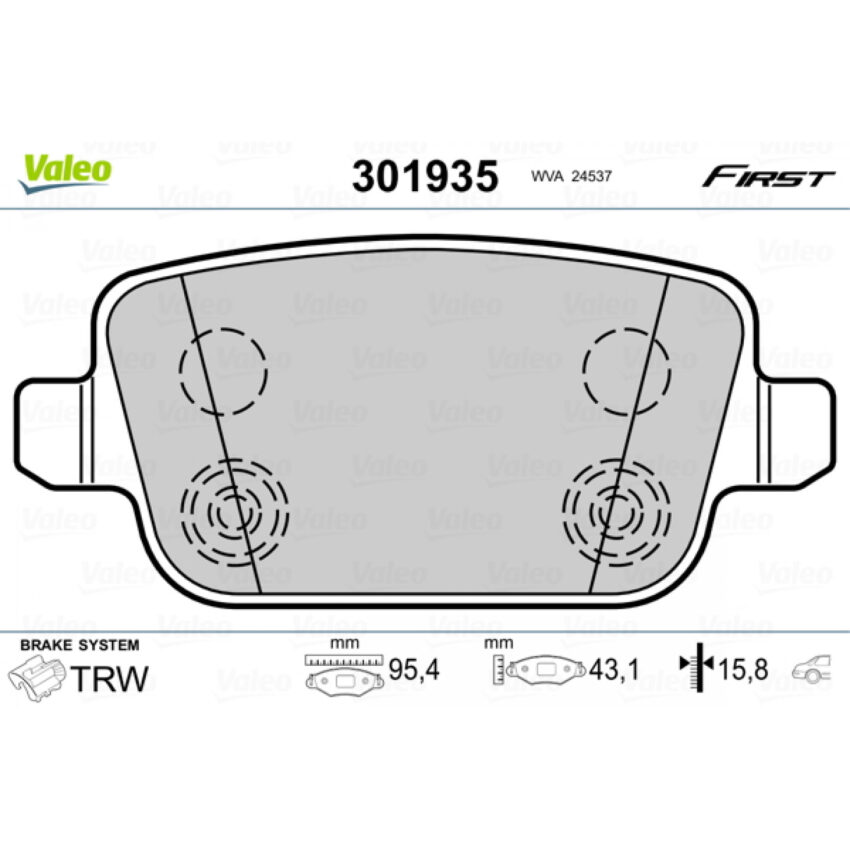 Brake Pad Set, disc brake VALEO 301935