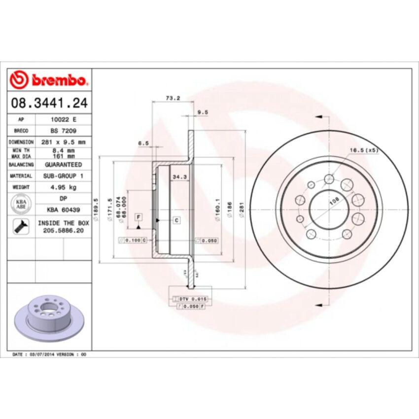 Brake Disc BREMBO 08.3441.24