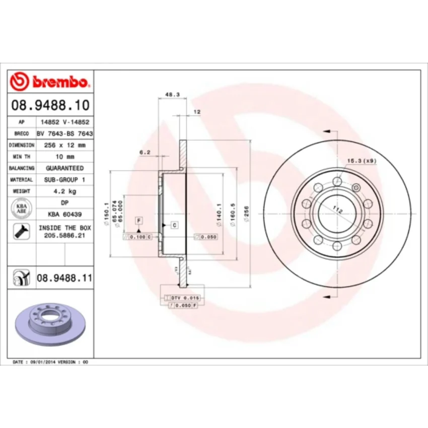 Brake Disc BREMBO 08.9488.11