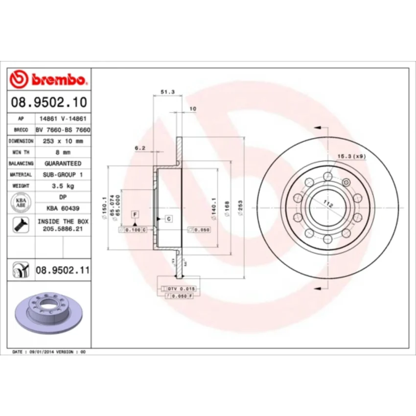 Brake Disc BREMBO 08.9502.11