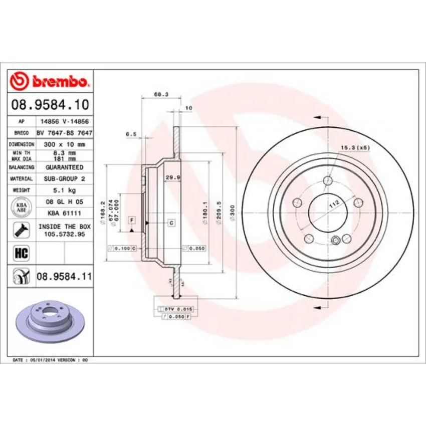 Brake Disc BREMBO 08.9584.11