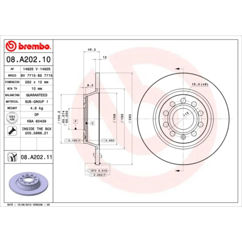 Brake Disc BREMBO 08.A202.11