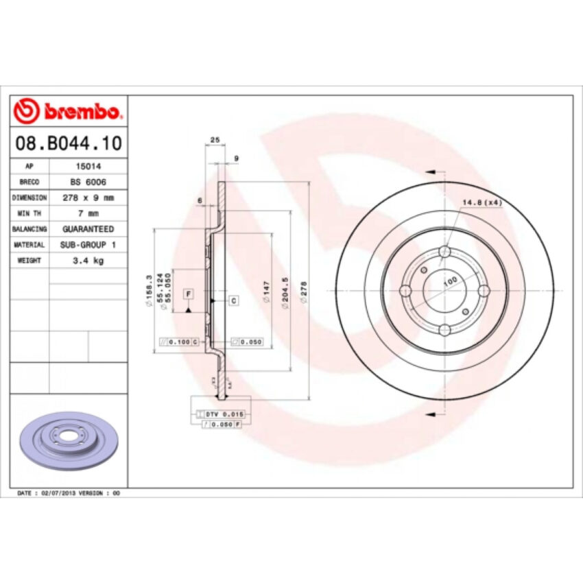 Brake Disc BREMBO 08.B044.10