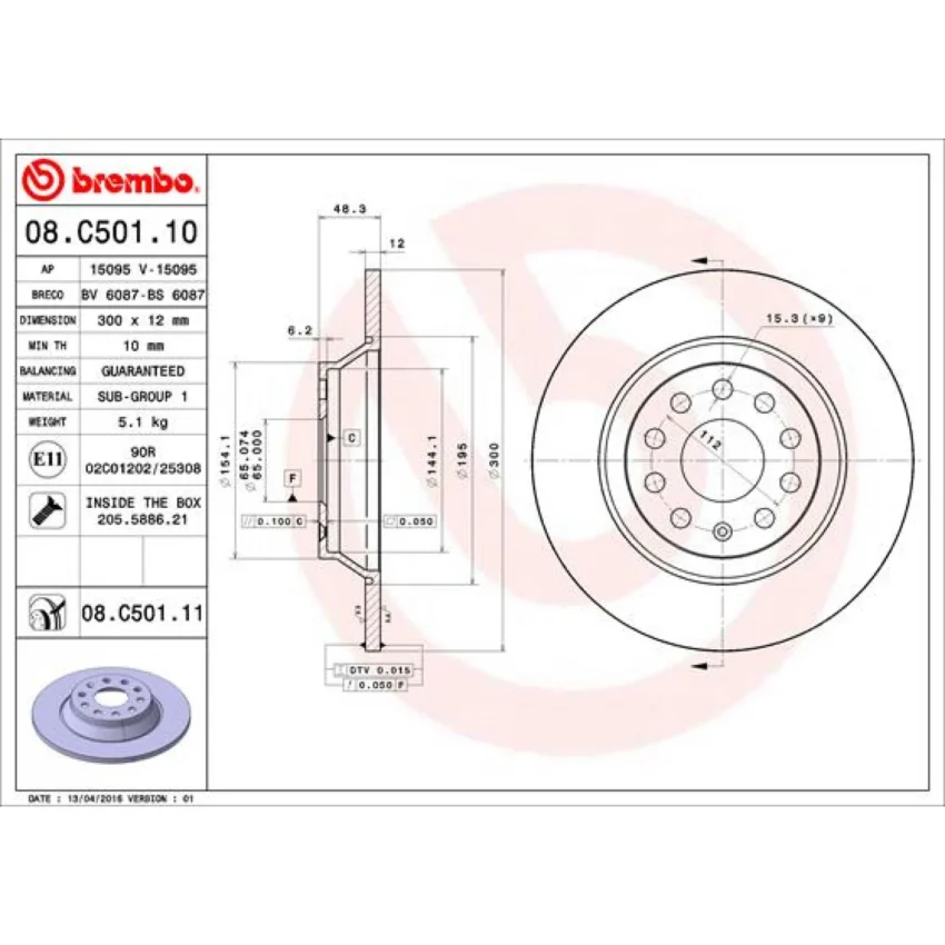 Brake Disc BREMBO 08.C501.11
