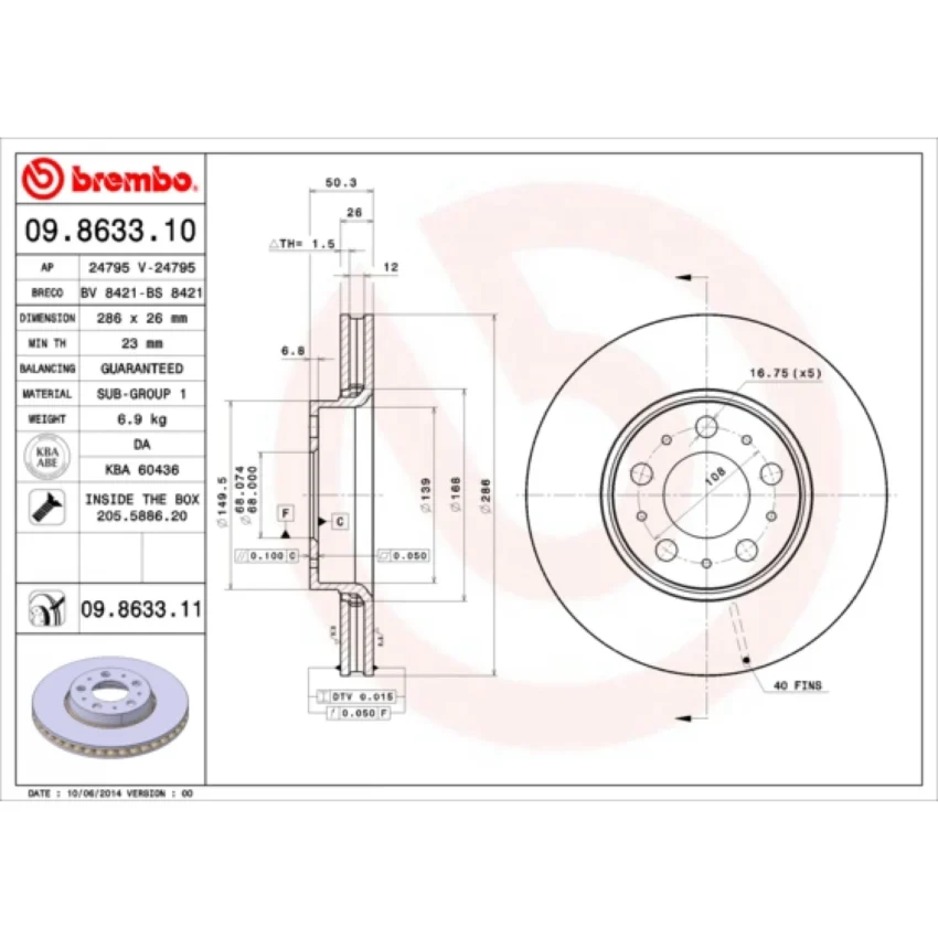 Brake Disc BREMBO 09.8633.11