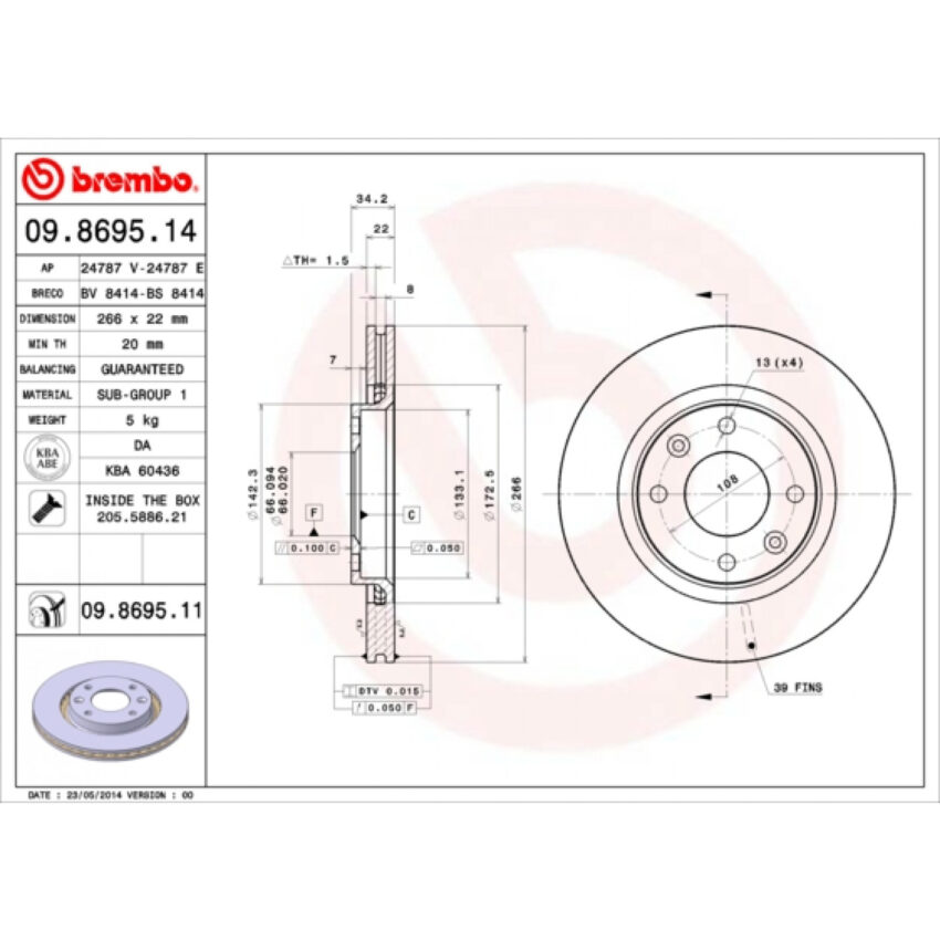 Brake Disc BREMBO 09.8695.11