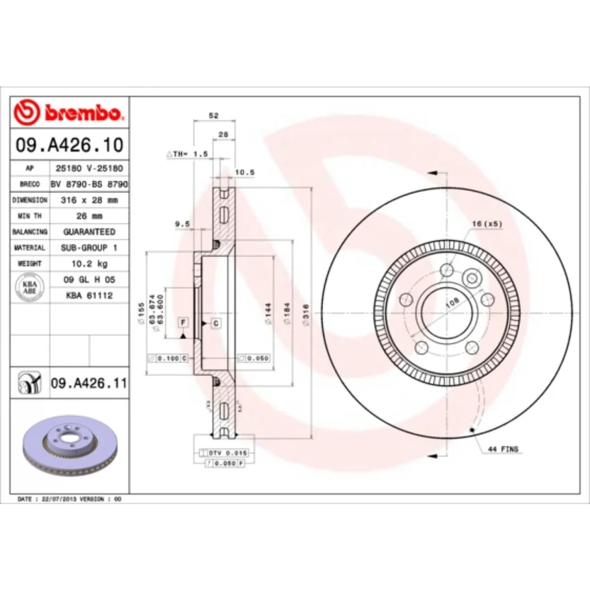 Brake Disc BREMBO 09.A426.11