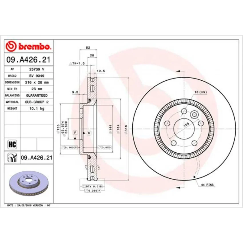 Brake Disc BREMBO 09.A426.21
