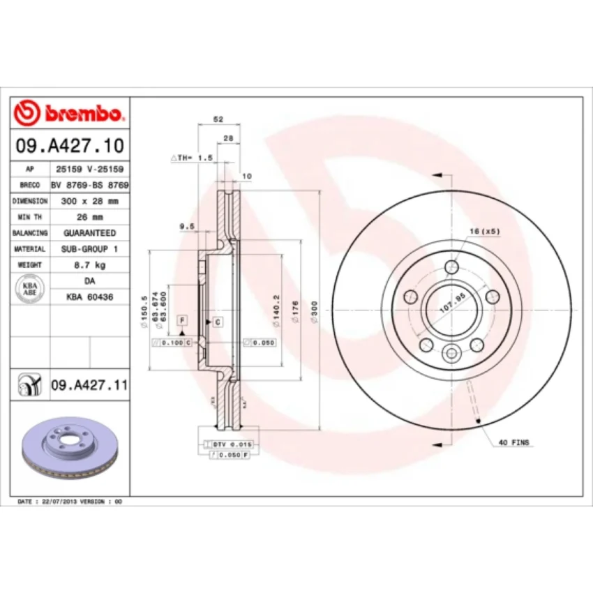 Brake Disc BREMBO 09.A427.11