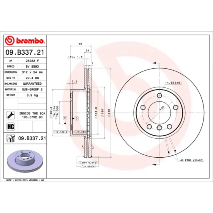 Brake Disc BREMBO 09.B337.21