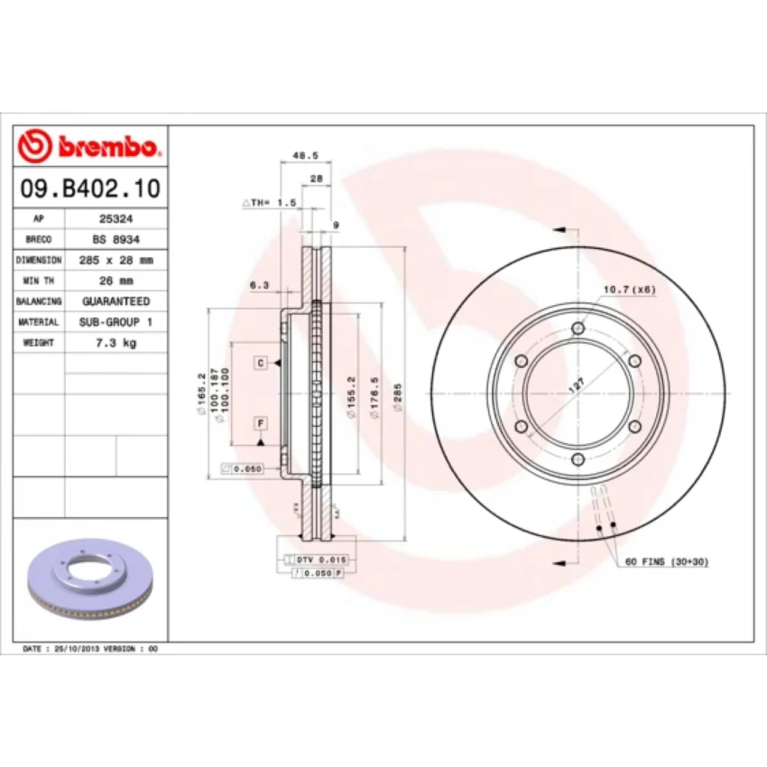 Brake Disc BREMBO 09.B402.10