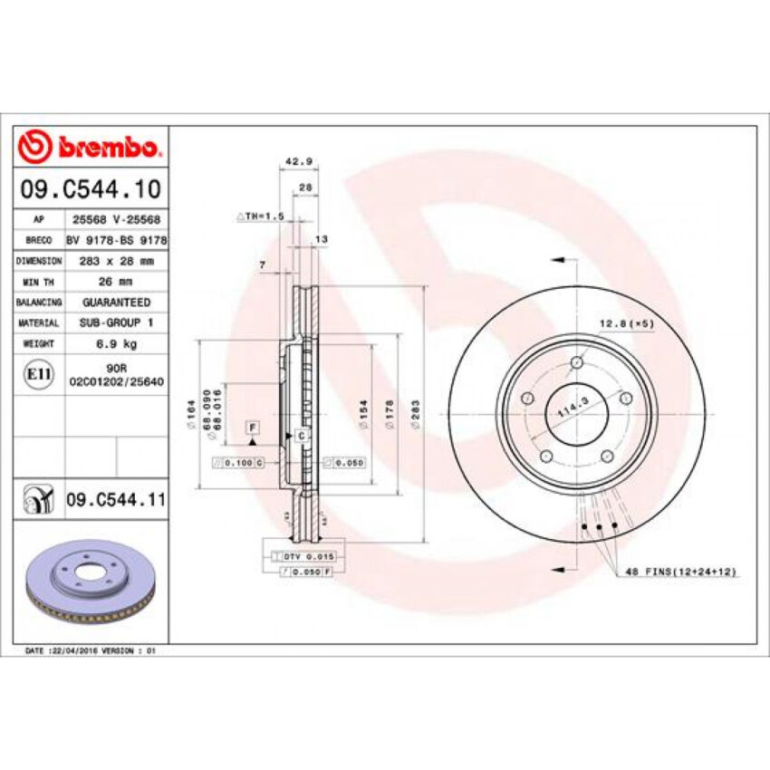 Brake Disc BREMBO 09.C544.11