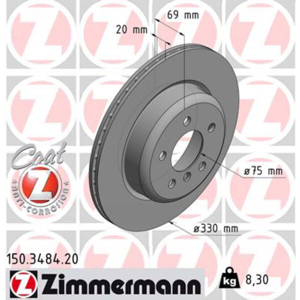 Brake Disc ZIMMERMANN 150.3484.20