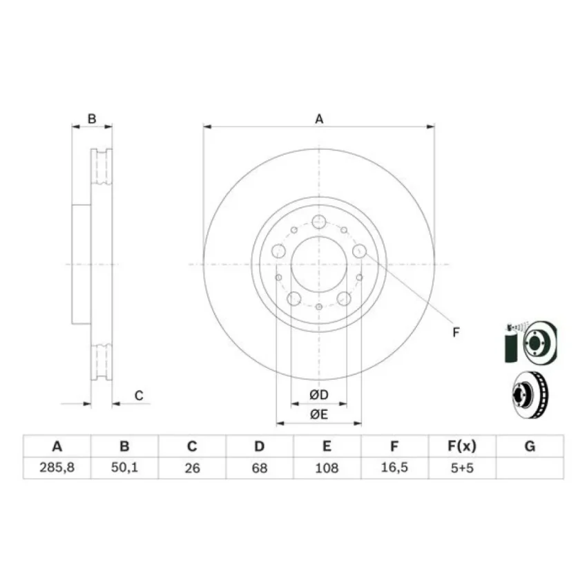 Brake Disc BOSCH 0 986 479 210