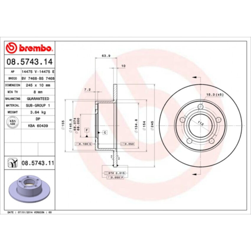 Brake Disc BREMBO 08.5743.11