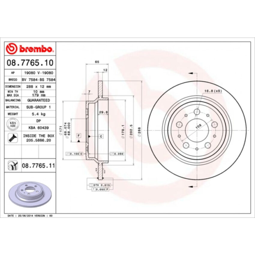 Brake Disc BREMBO 08.7765.11