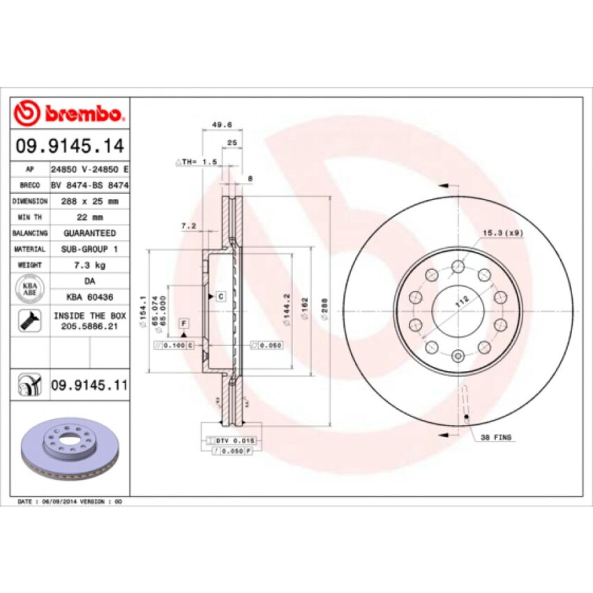 Brake Disc BREMBO 09.9145.11
