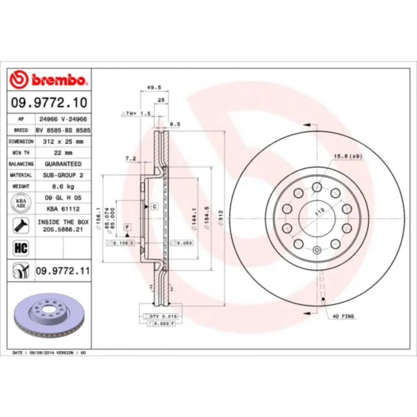 Brake Disc BREMBO 09.9772.11