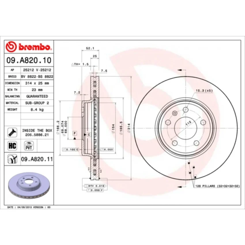 Brake Disc BREMBO 09.A820.11