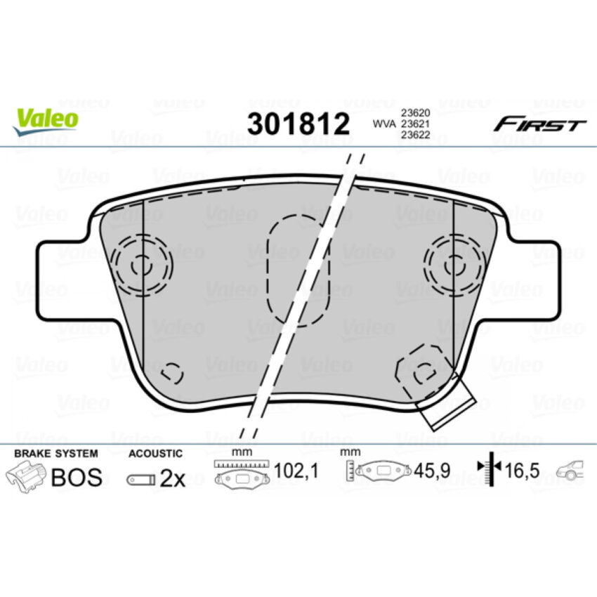Brake Pad Set, disc brake VALEO 301812