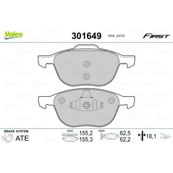BrBrake Pad Set, disc brake VALEO 301649