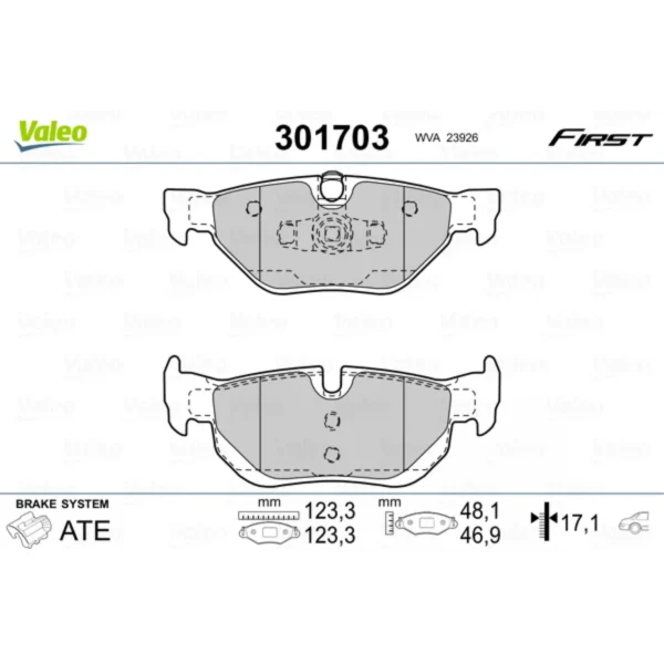 Brake Pad Set, disc brake VALEO 301703