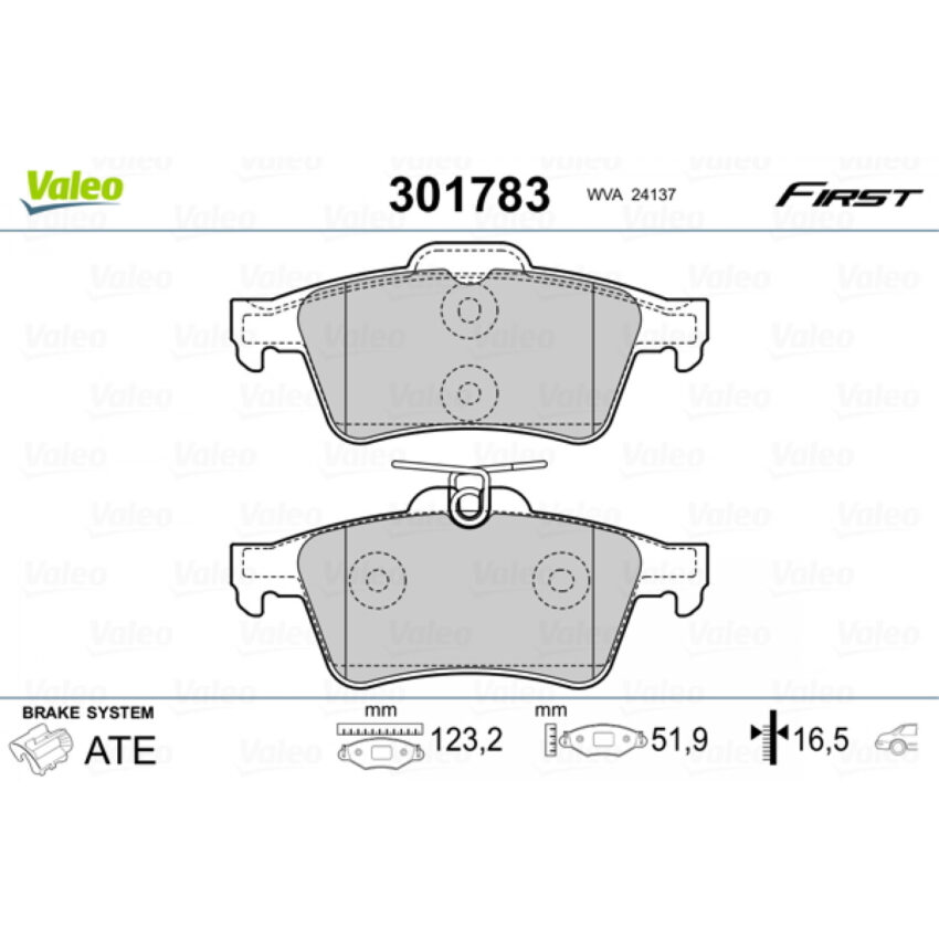 Brake Pad Set, disc brake VALEO 301783