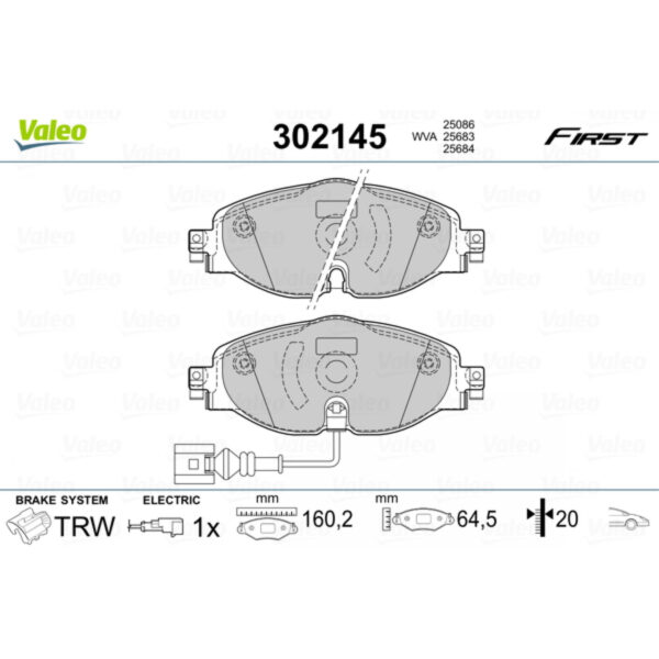 Brake Pad Set, disc brake VALEO 302145