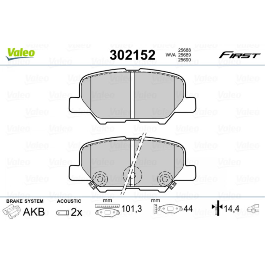 Brake Pad Set, disc brake VALEO 302152
