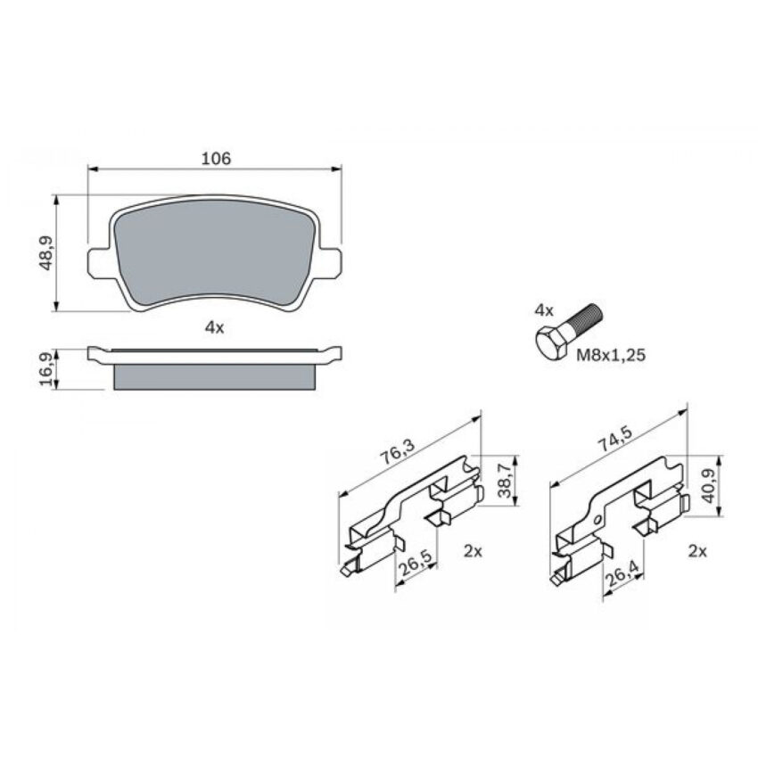 Brake Pad Set, disc brake BOSCH 0 986 494 213