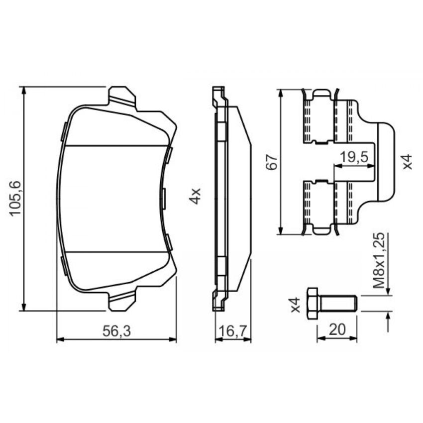 Brake Pad Set, disc brake BOSCH 0 986 494 731