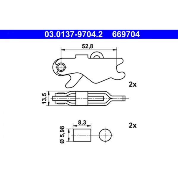 Accessory Kit, parking brake shoes ATE 03.0137-9704.2